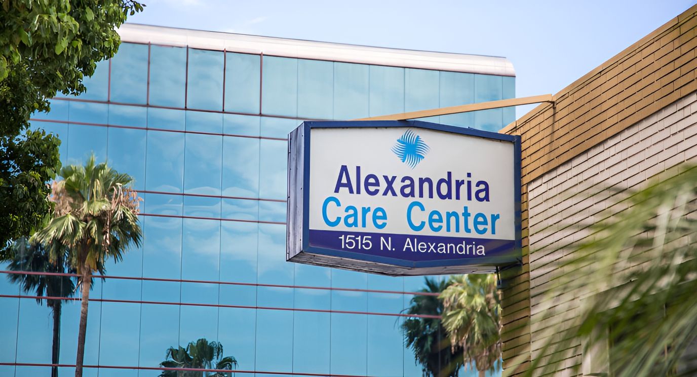 Exterior view of Alexandria Care Center building signage
