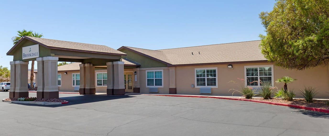 Exterior view of Brookdale Las Vegas building entrance