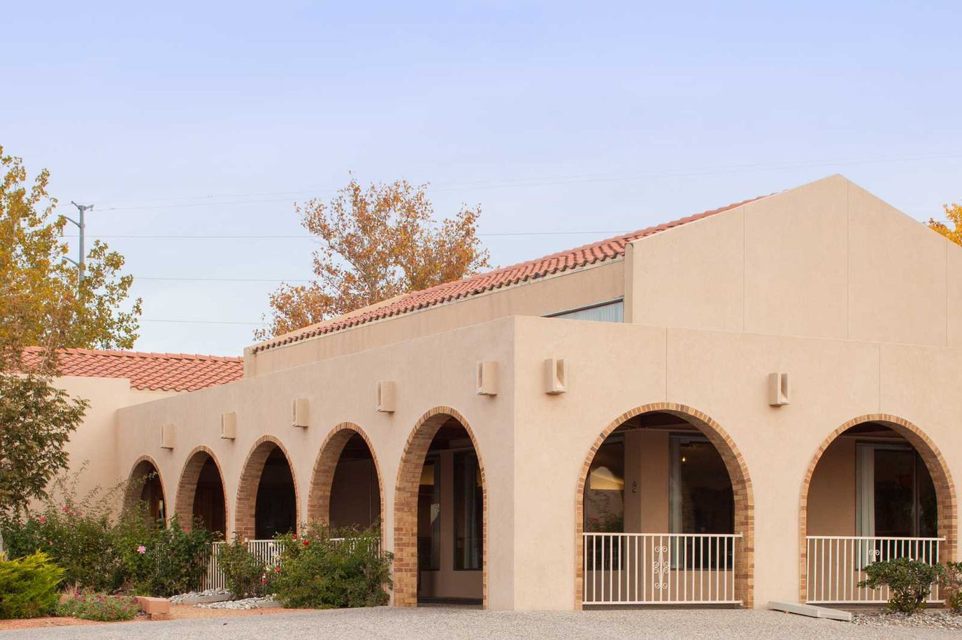 Exterior view of Ladera Center with landscaped garden
