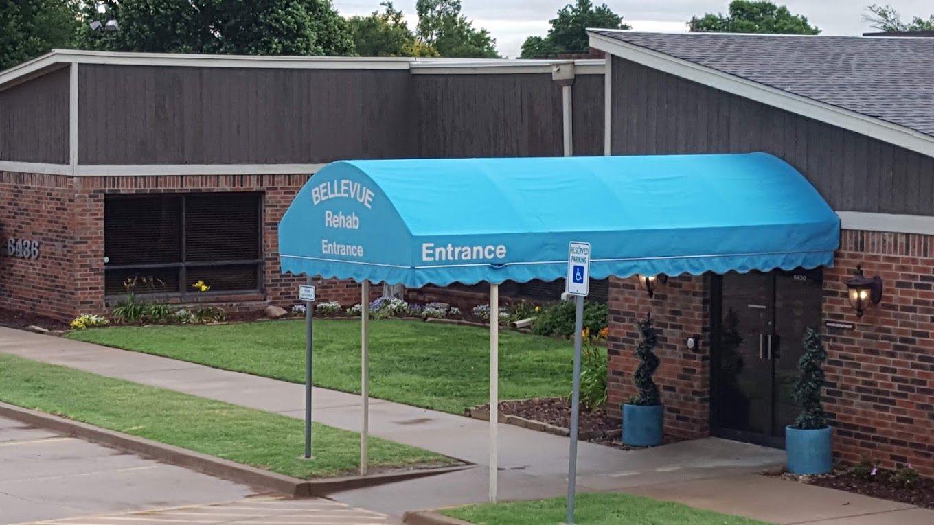 Exterior view of Bellevue Rehab Center entrance