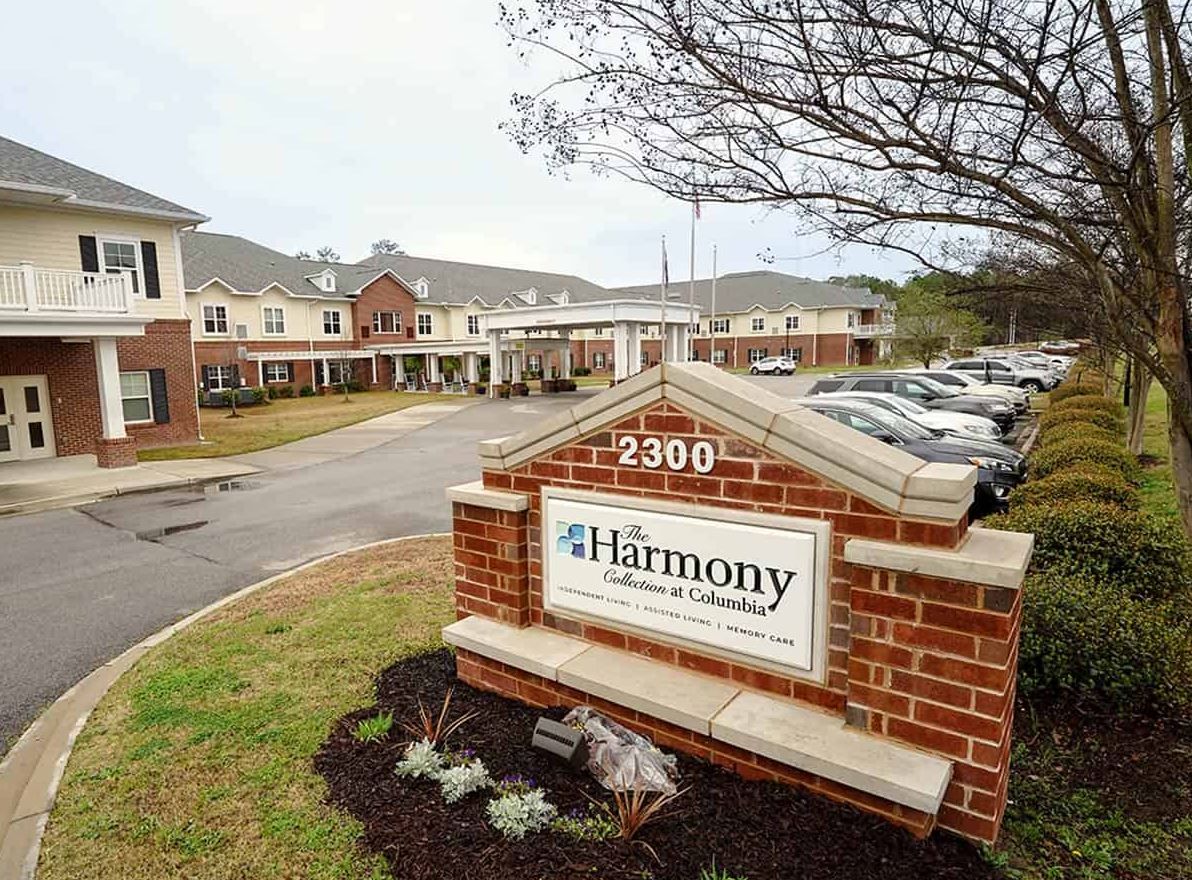 Exterior view of Harmony at Columbia facility entrance