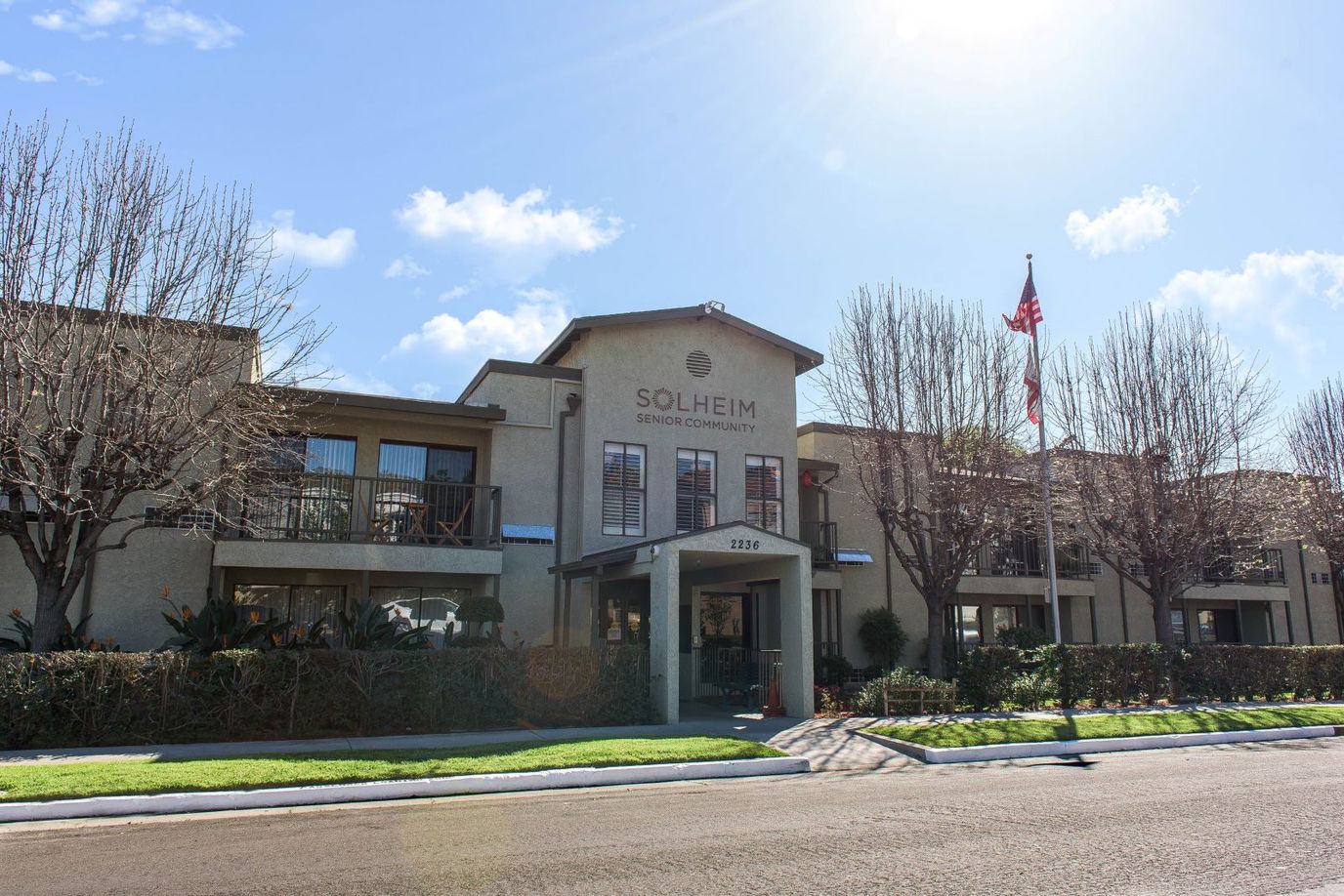 Exterior view of Solheim Senior Community building