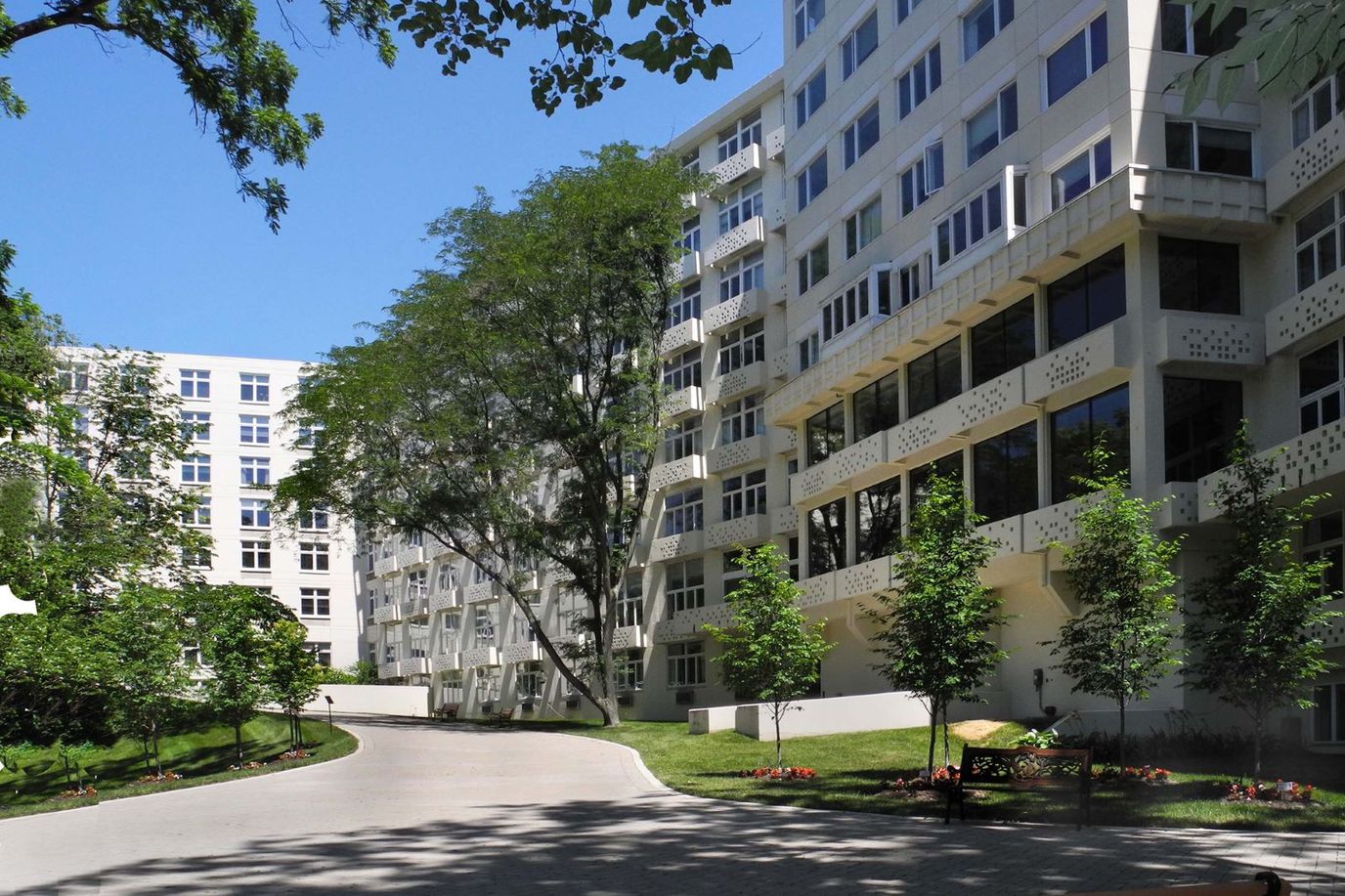 Exterior view of the Wesley Glen Retirement Community building