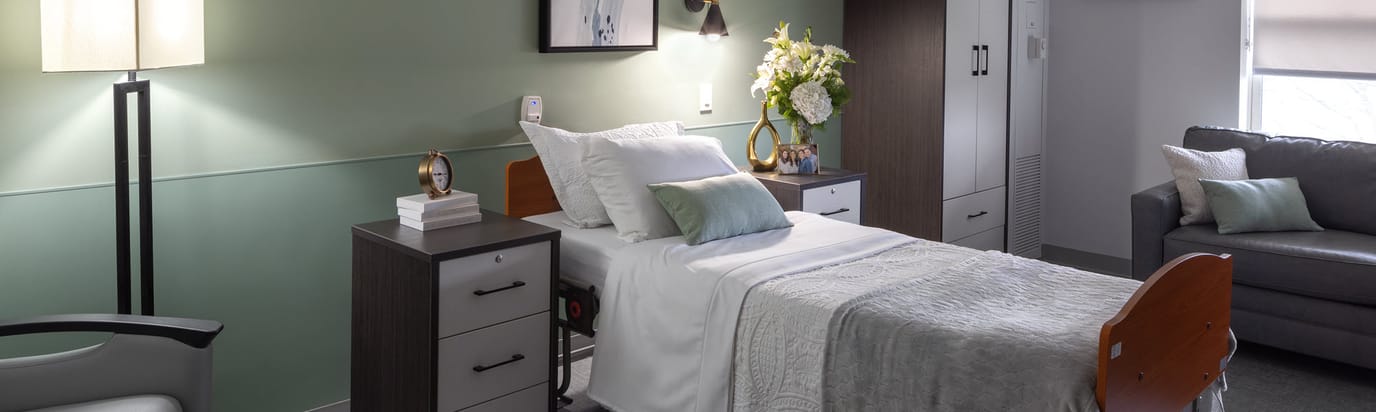 Stylish private resident room with modern furnishings