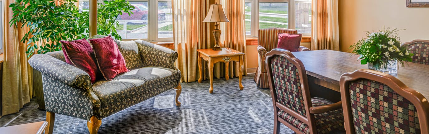 Cozy common area with comfortable seating and natural light