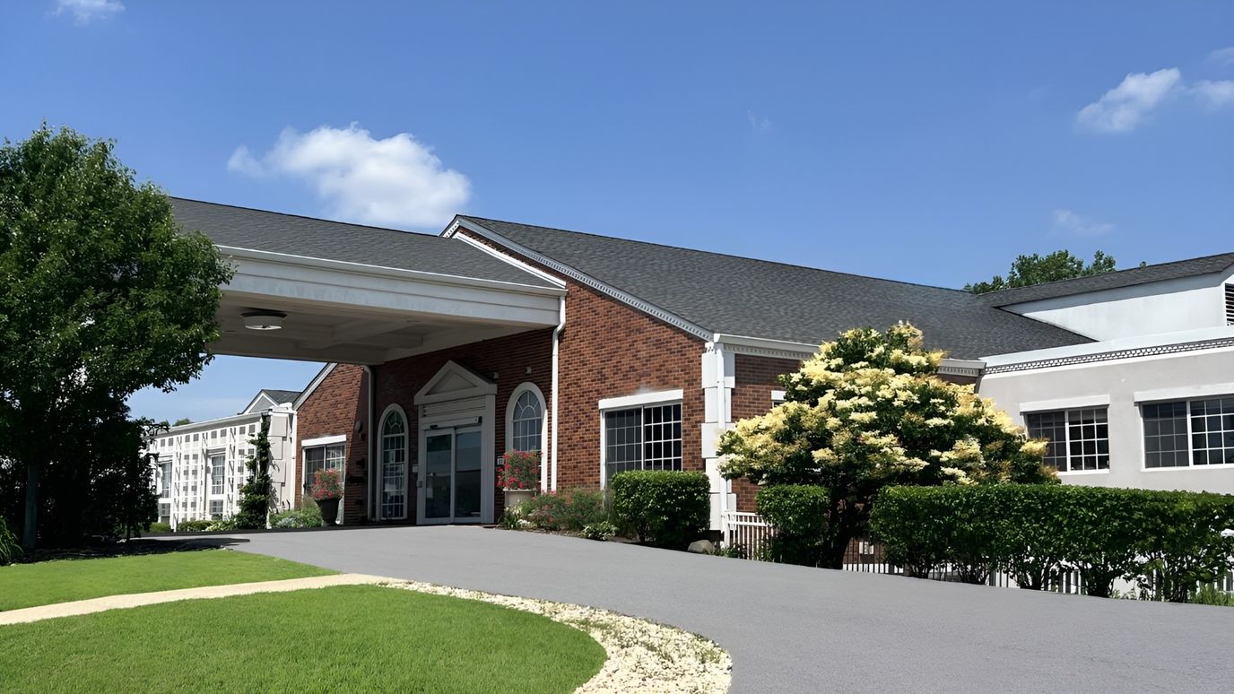 Exterior view of a senior living facility entrance