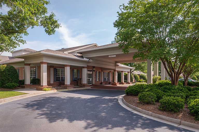 Exterior view of the Life Care Center of Columbia entrance