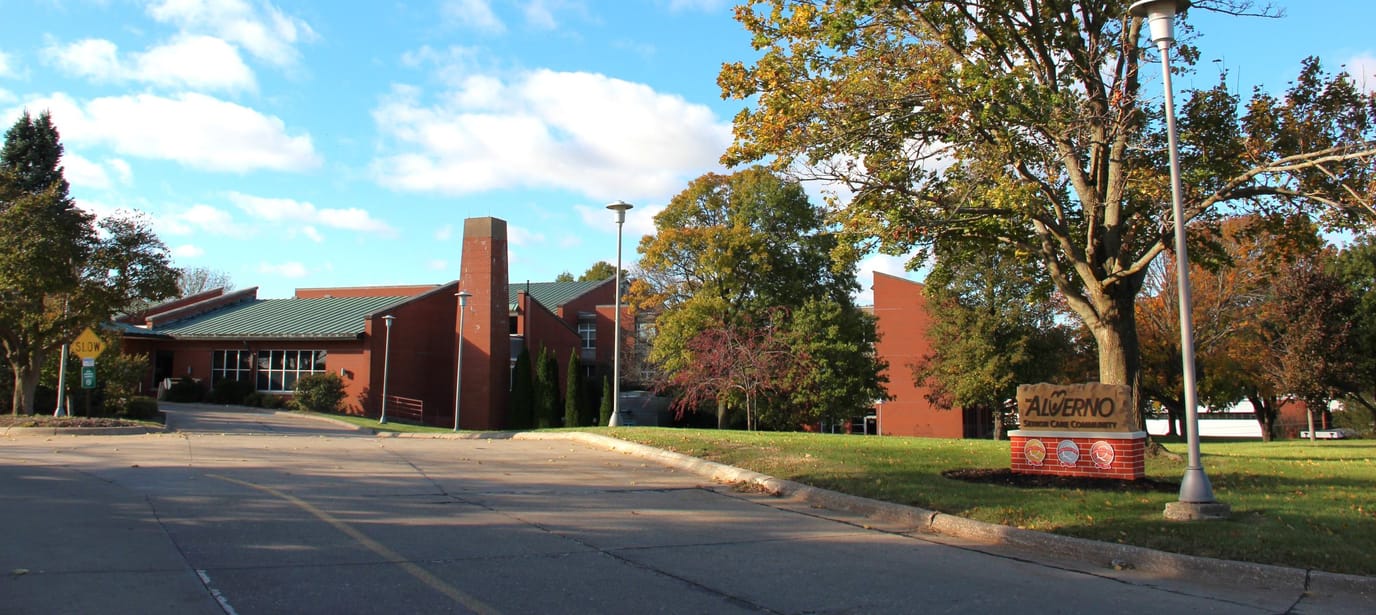 Exterior view of Alverno Senior Care Community building
