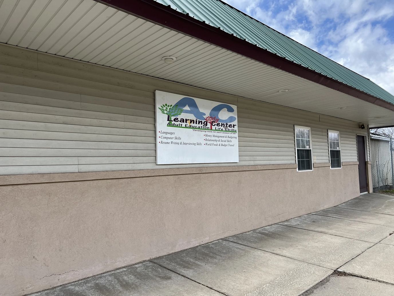 Exterior signage of the Learning Center
