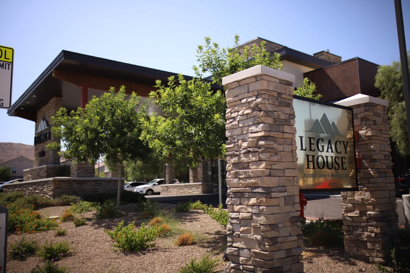 Entrance of Legacy House Southern Hills with signage