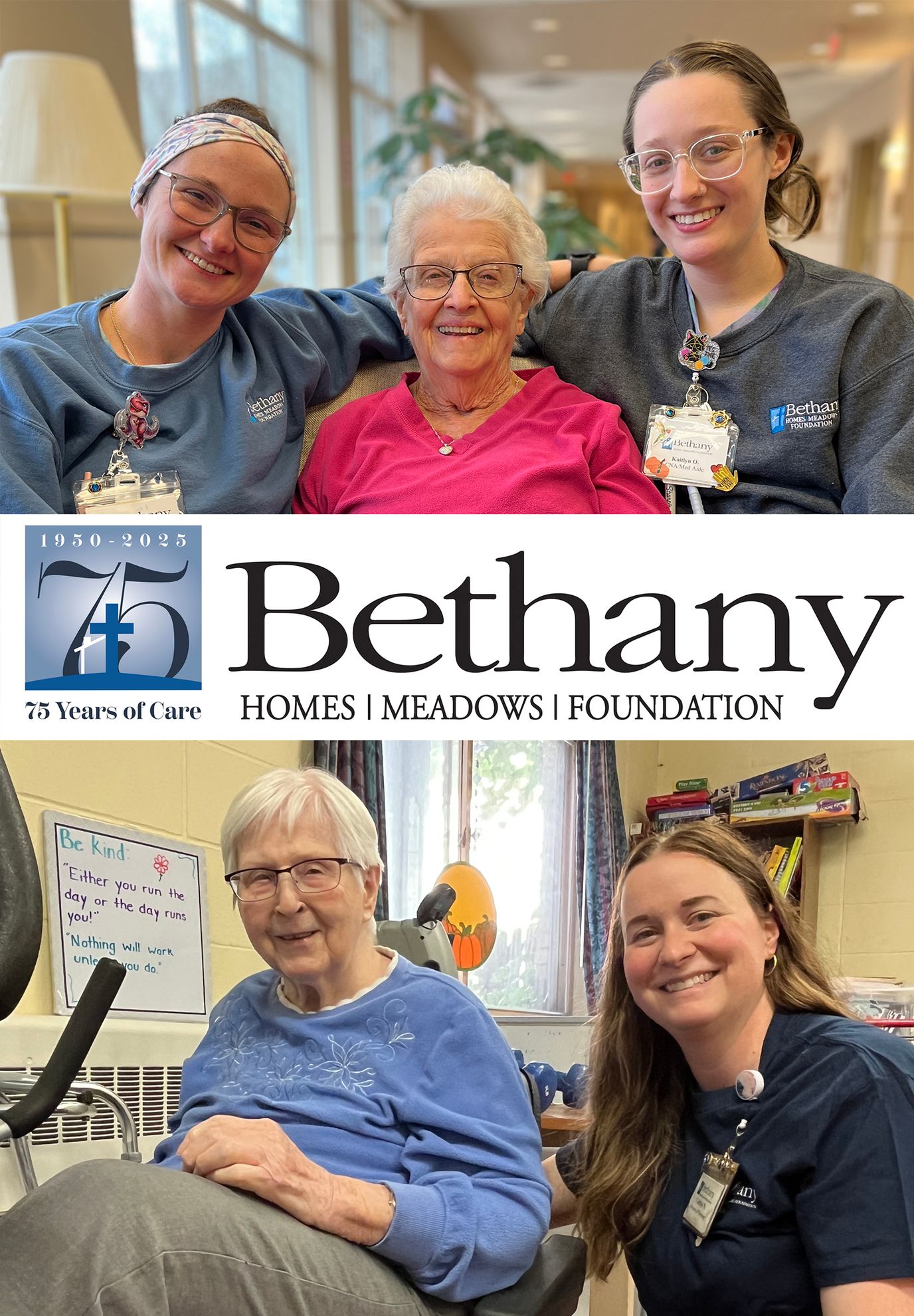 Residents and staff members celebrating together