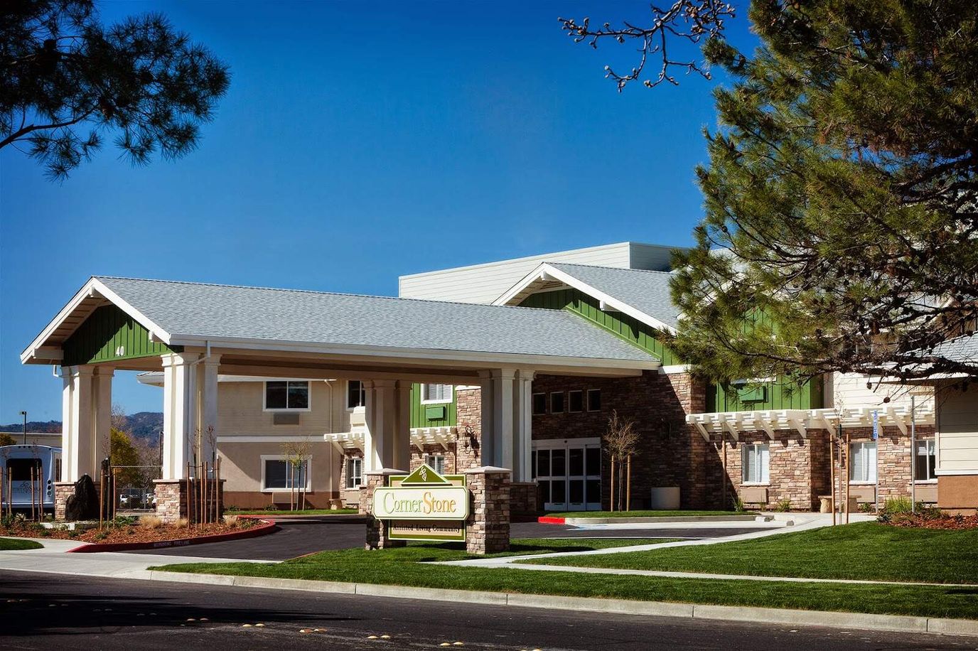 Front entrance of Cornerstone Assisted Living Community