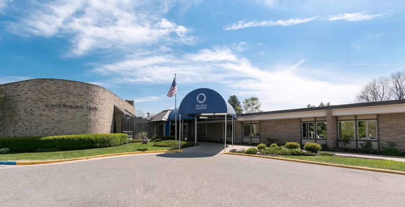 Exterior view of Medilodge facility with entrance