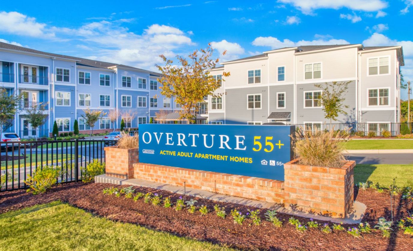 Exterior view of Overture 55+ apartment complex