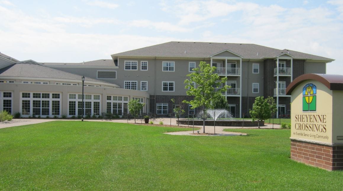 Exterior view of Sheyenne Crossings Senior Living Apartments