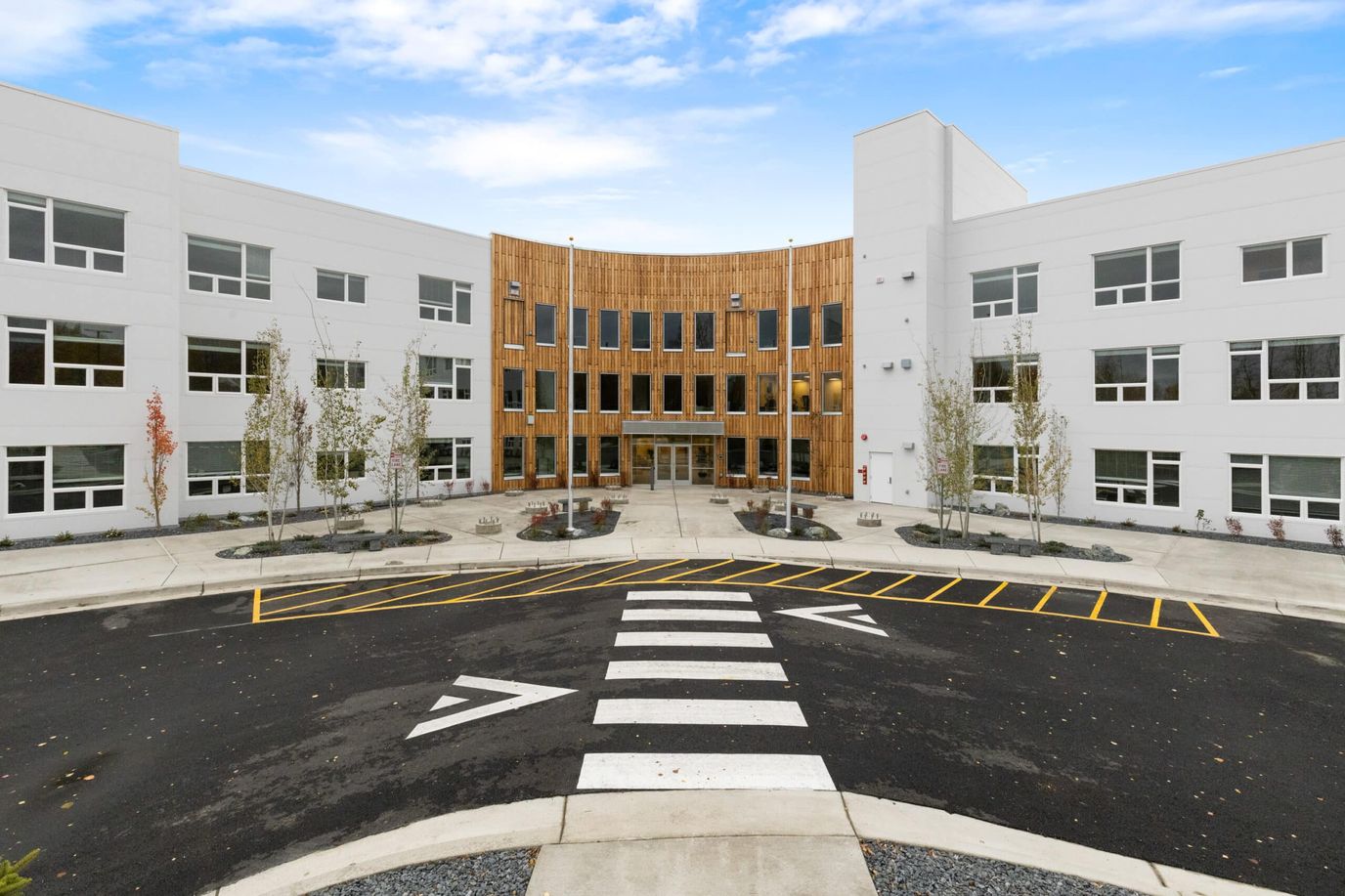 Exterior view of a modern assisted living facility