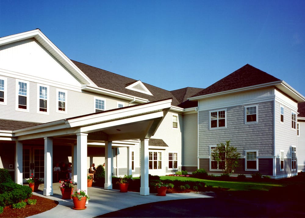 Exterior view of a senior care facility with entrance