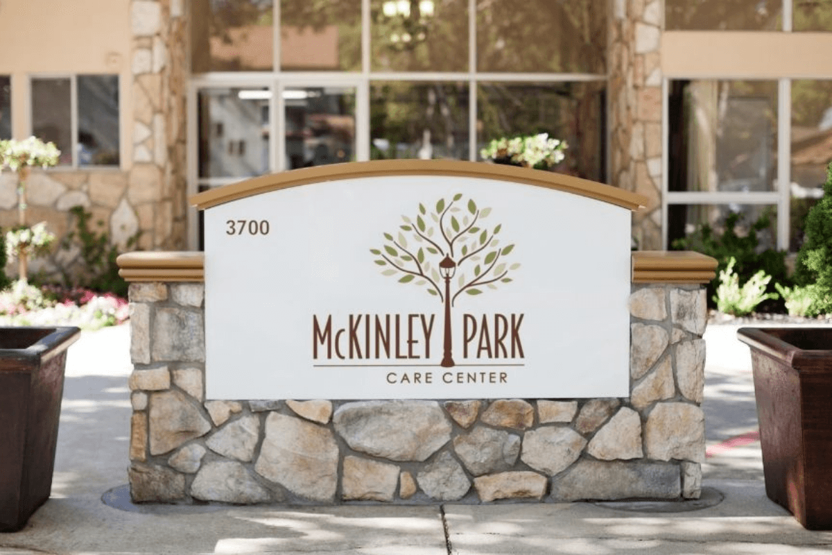 Facility logo displayed at front entrance