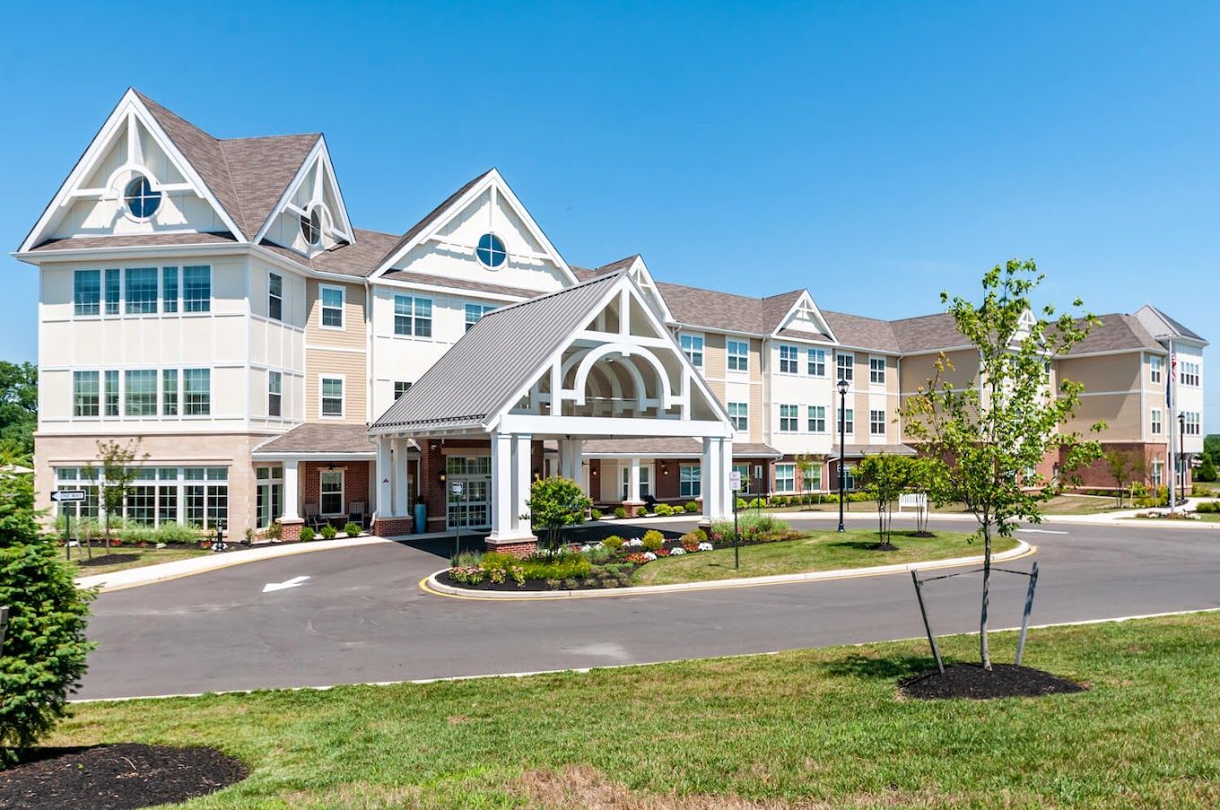 Exterior view of a modern senior living facility