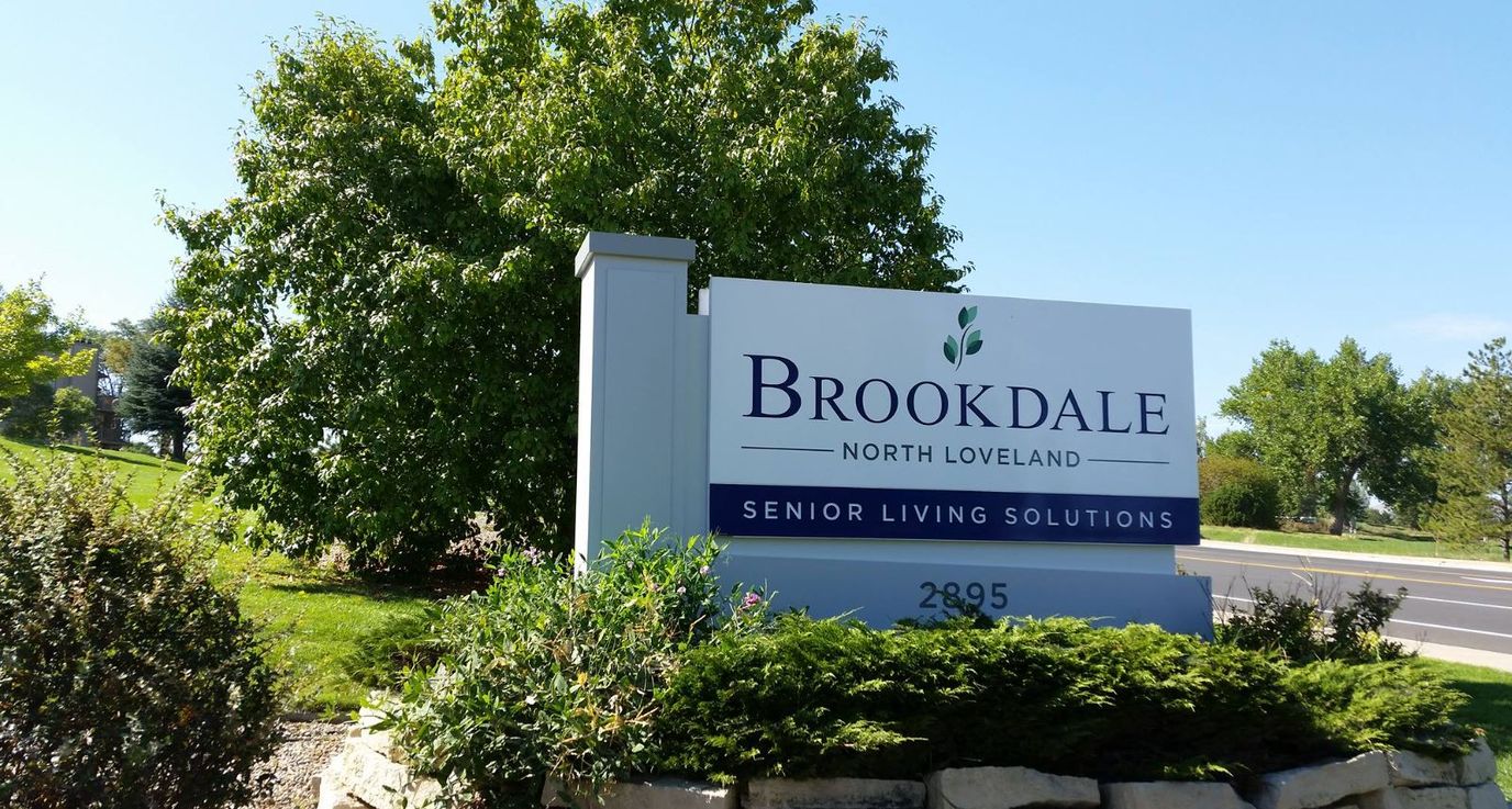 Sign for Brookdale North Loveland senior living