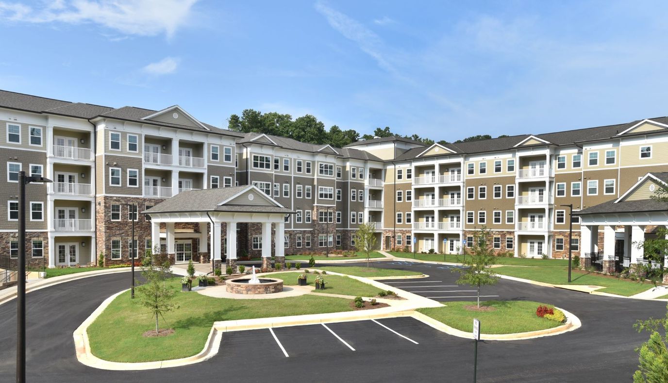 Exterior view of a modern assisted living facility
