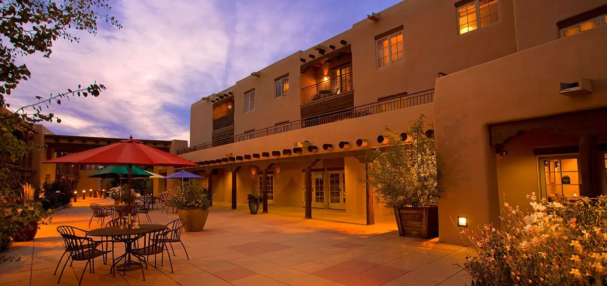 Exterior view of a senior living facility courtyard