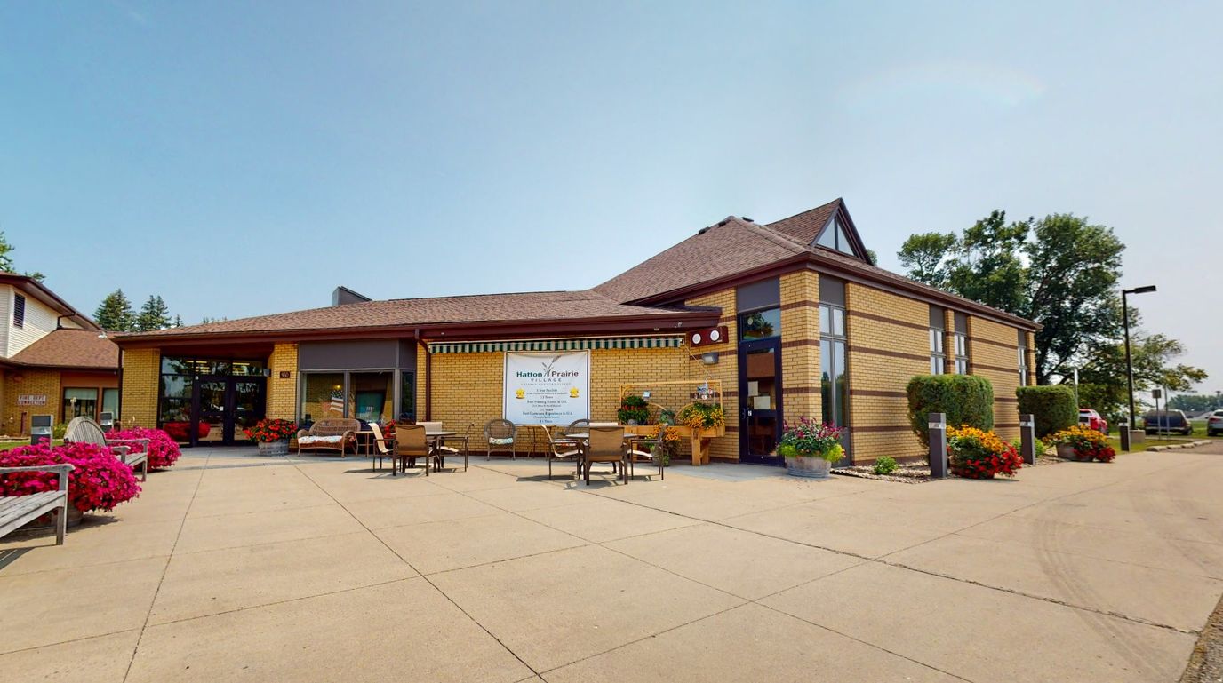 Exterior view of Hatton Prairie Village with landscaping