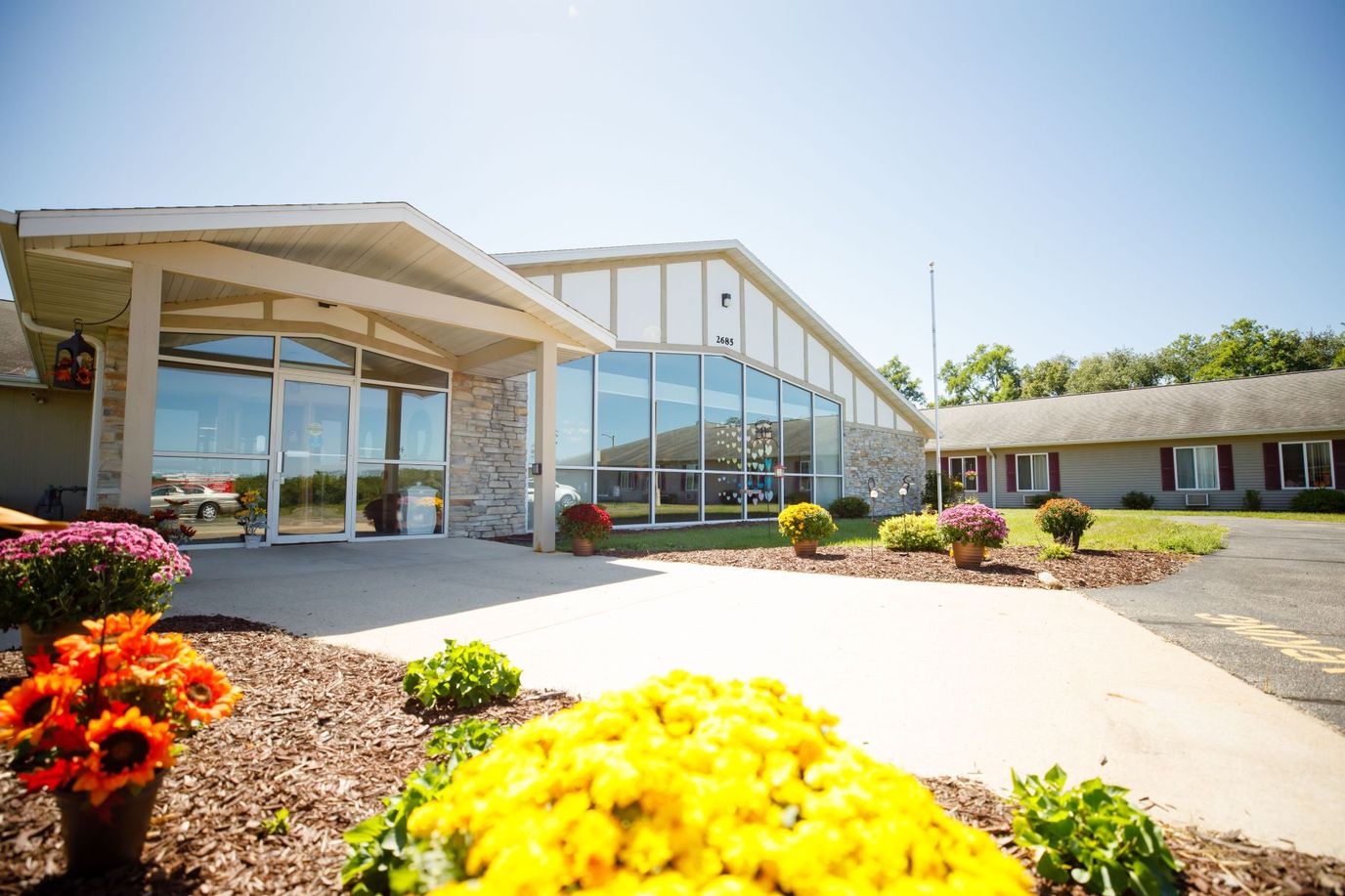 Exterior view of Heritage of Portage facility entrance