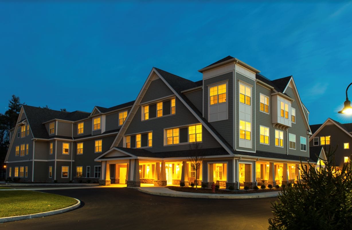 Exterior view of Stonebridge at Burlington at dusk