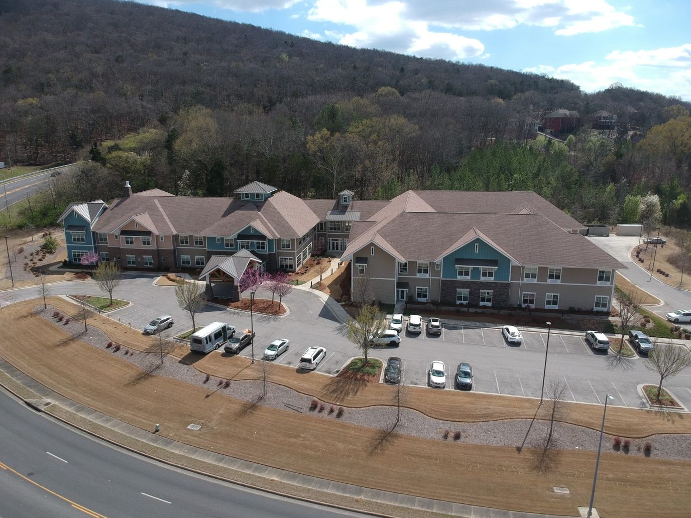 Aerial view of Thrive at Jones Farm facility buildings