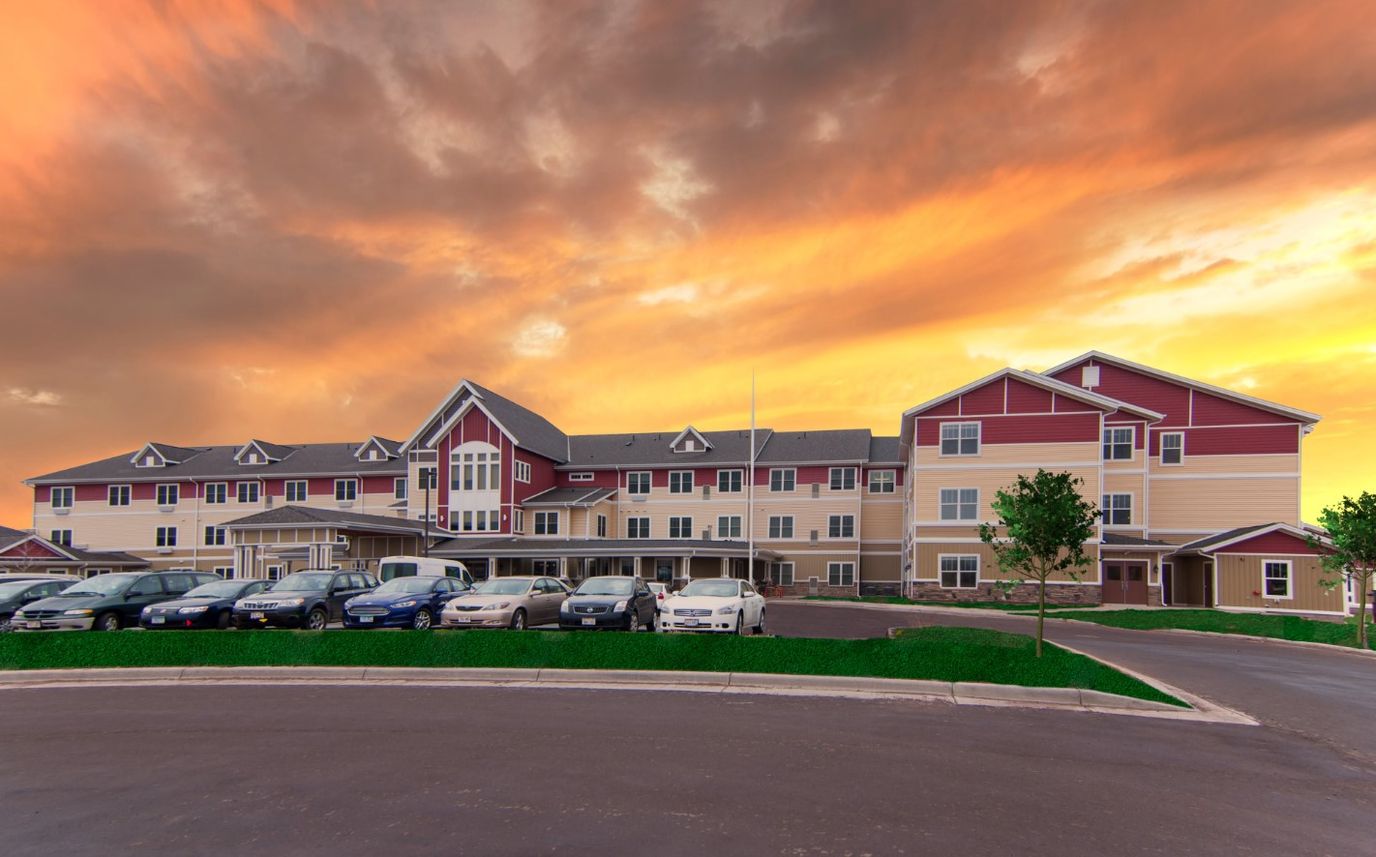 Exterior view of Primrose Of Duluth at sunset