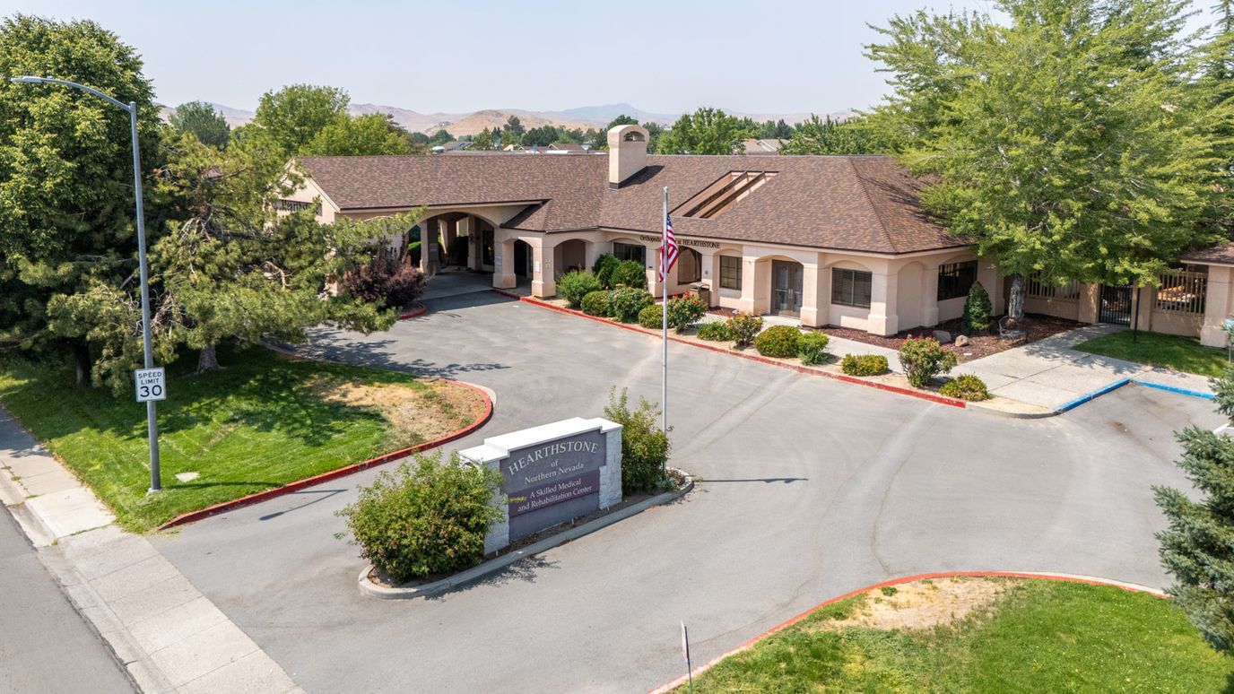Aerial view of the Hearthstone facility entrance