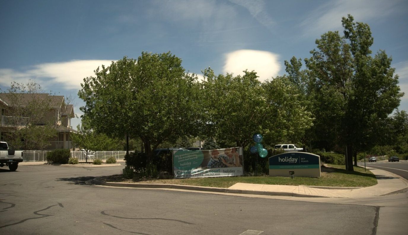 Entrance to Holiday Sky Peaks with greenery
