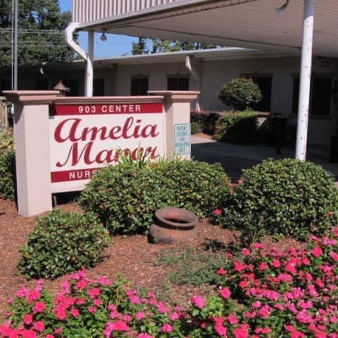 Entrance sign of Amelia Manor nursing home