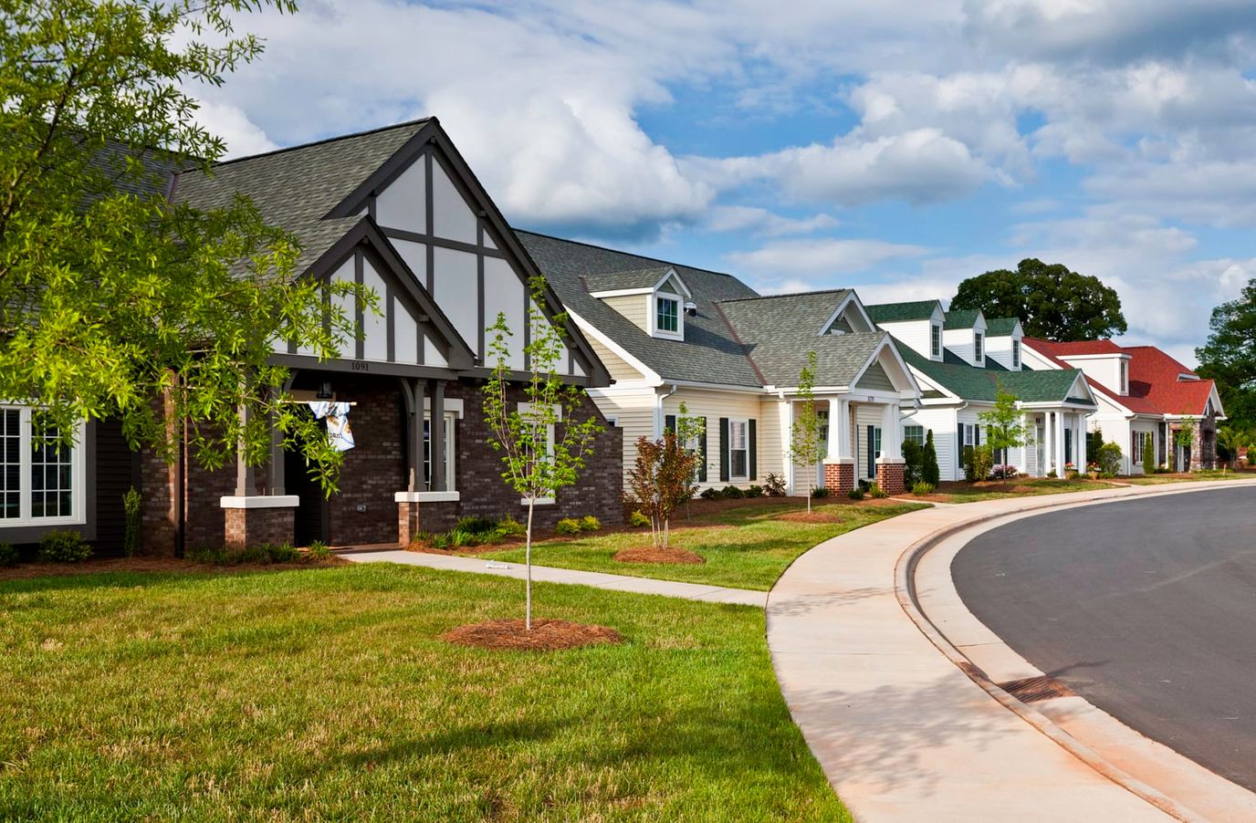 Front exterior view of cottages in a senior living community