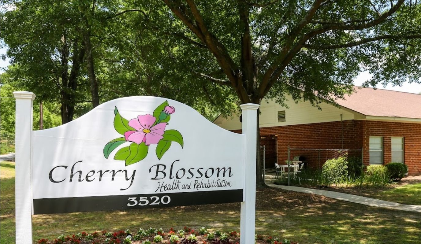 Exterior sign for Cherry Blossom Health and Rehabilitation facility