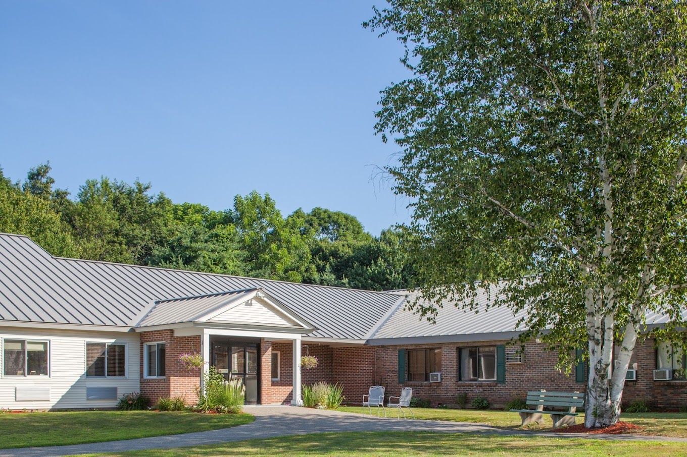 Exterior view of Exeter Center with outdoor space