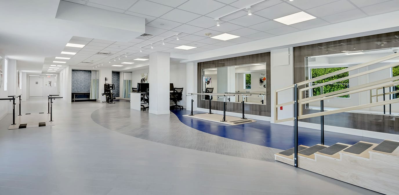 Modern physical therapy space with equipment
