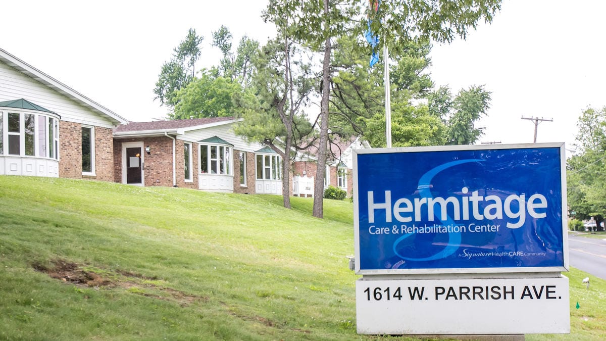 Exterior view of Hermitage Care & Rehabilitation Center building