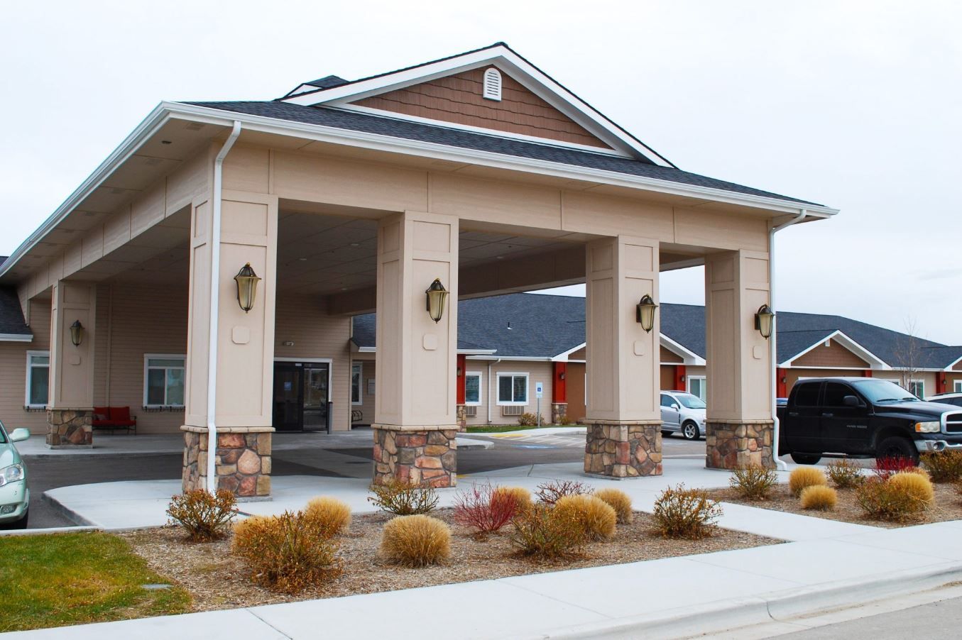 Exterior view of Lenity Senior Living facility entrance