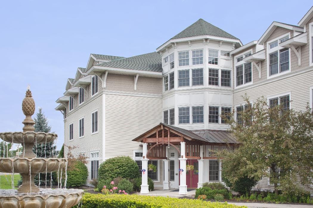 Exterior view of Partridge House showcasing the entrance and landscaping