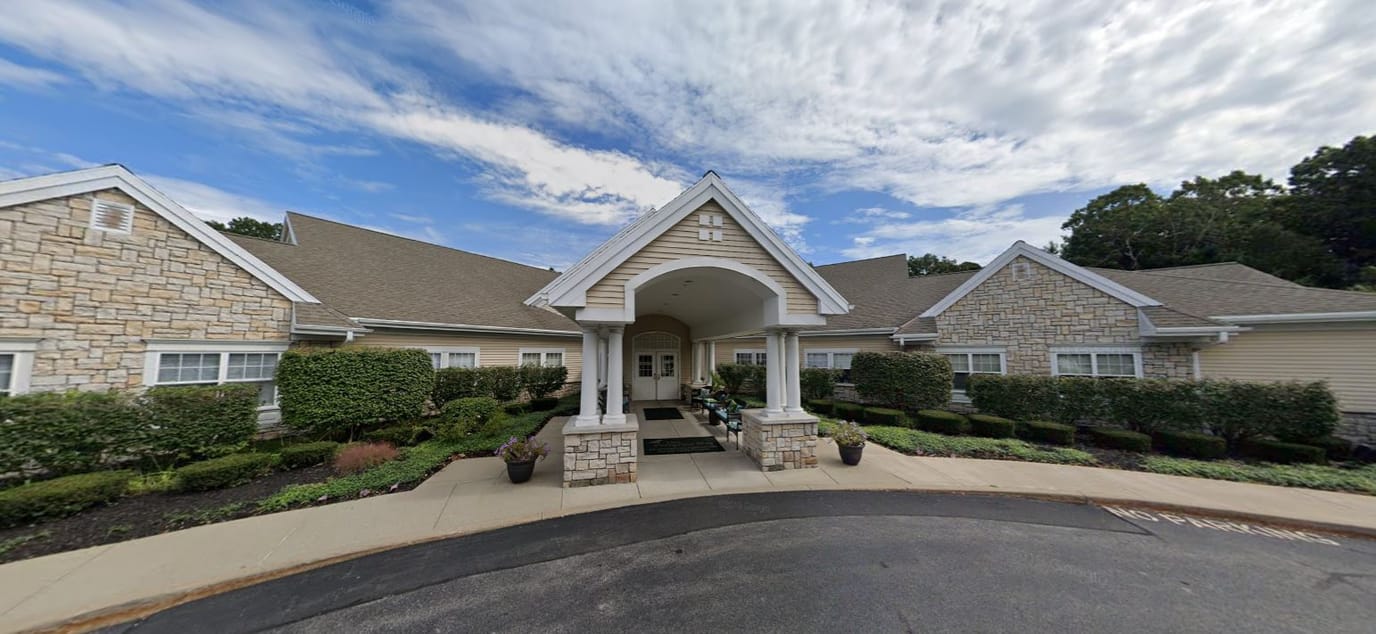 Exterior view of Peregrine Senior Living facility entrance