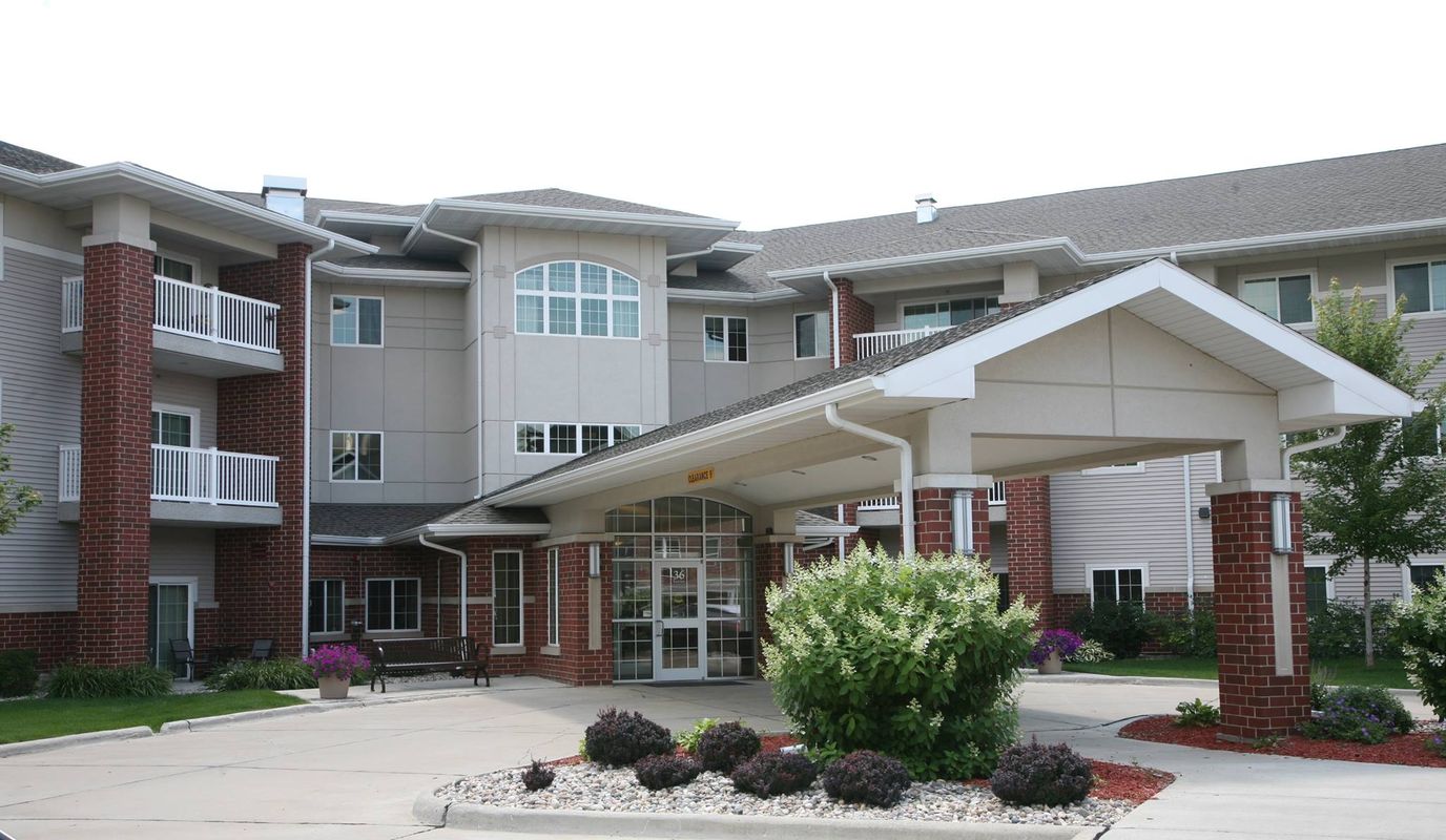 Exterior view of Sunrise Retirement Community entrance