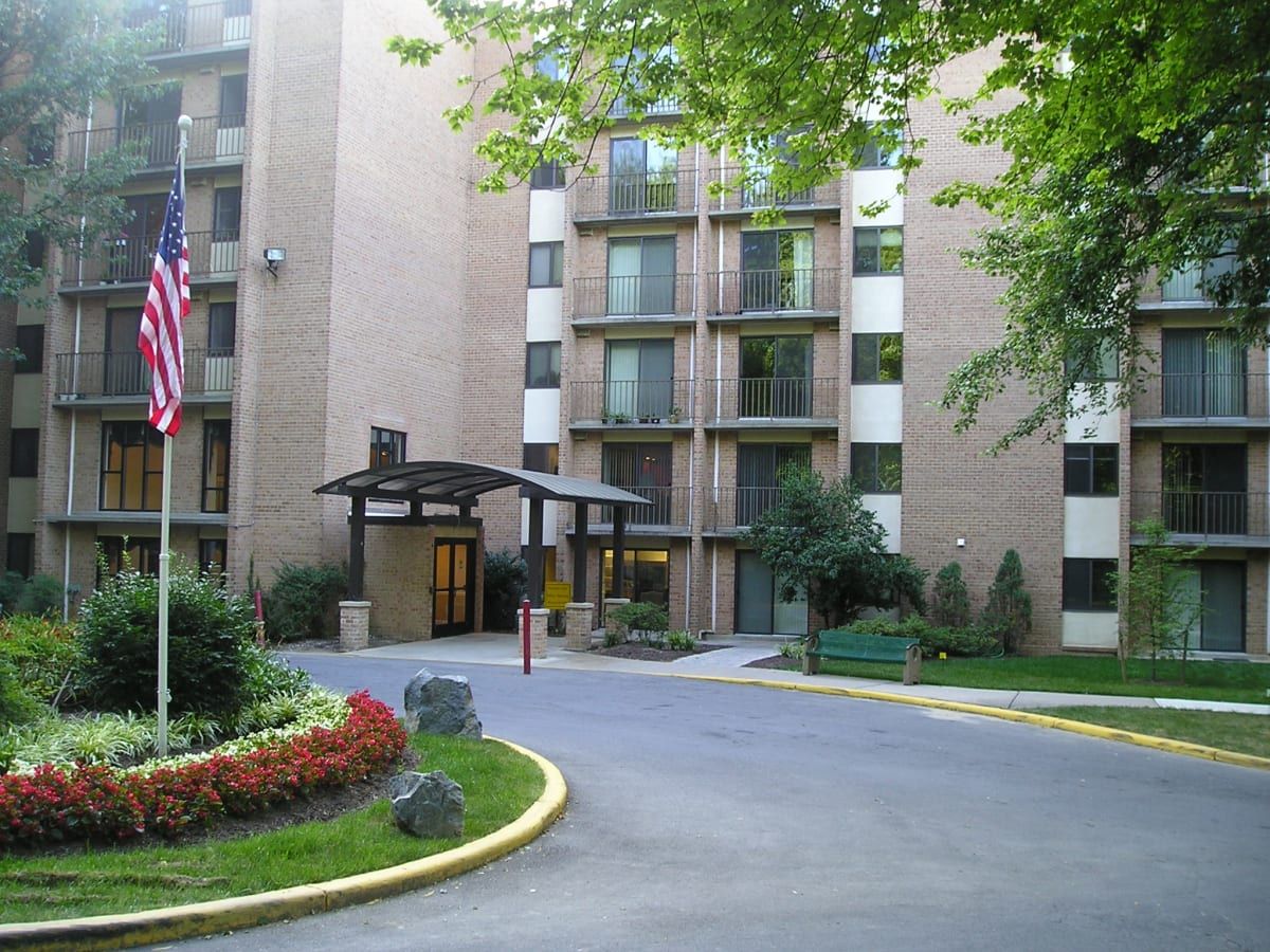 Exterior view of a senior living facility entrance