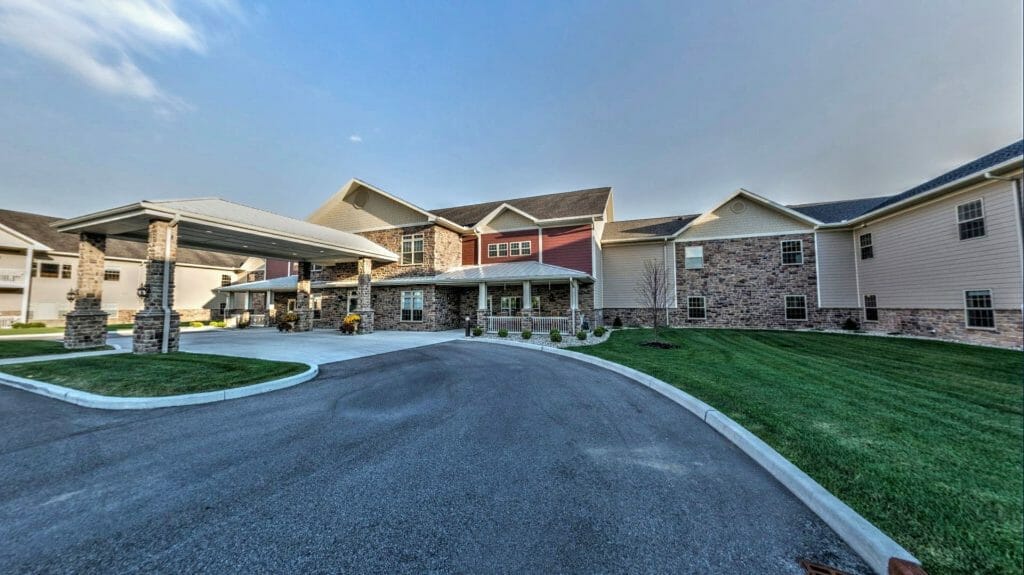 Front view of Primrose Retirement Community building