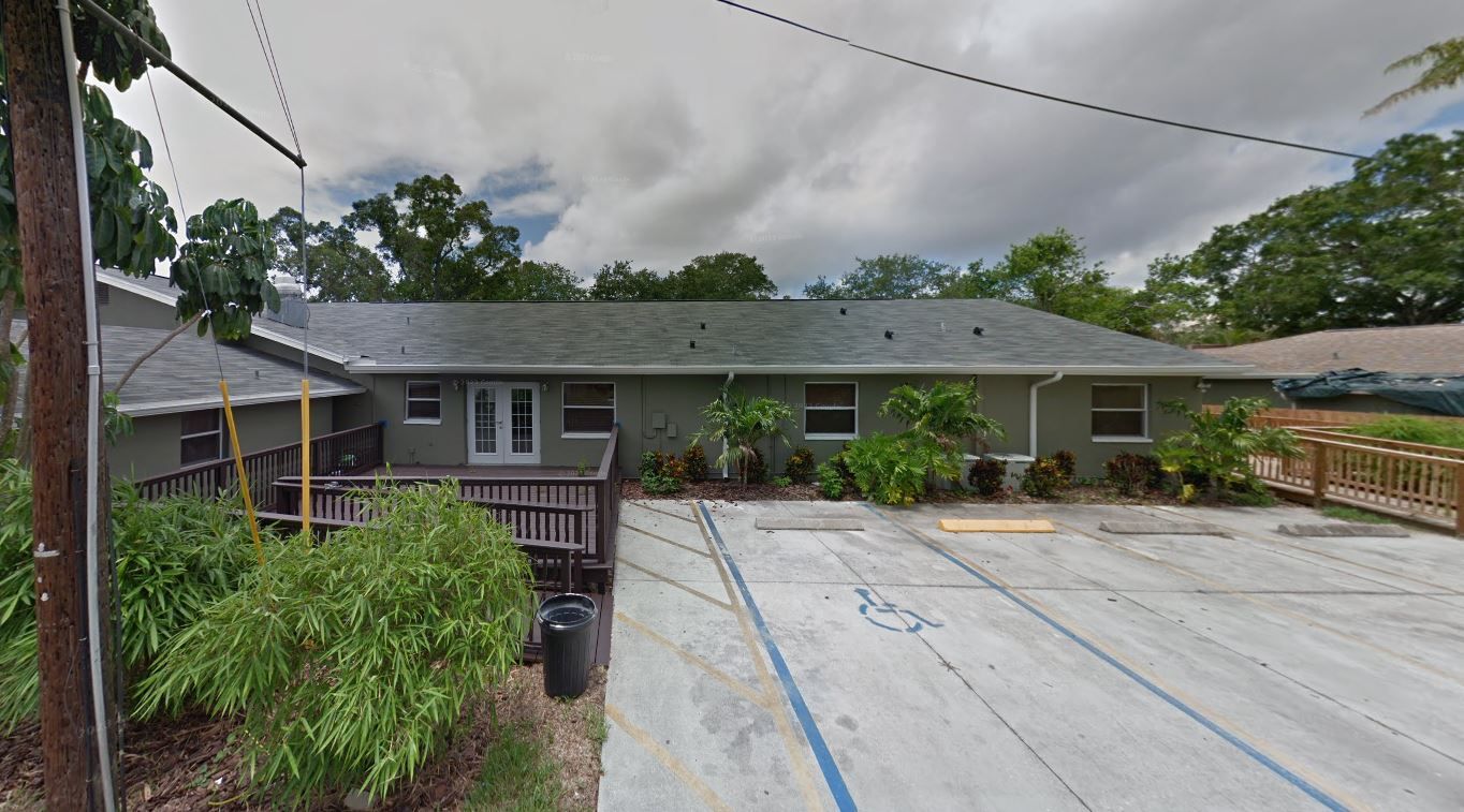 Exterior view of a senior care facility building