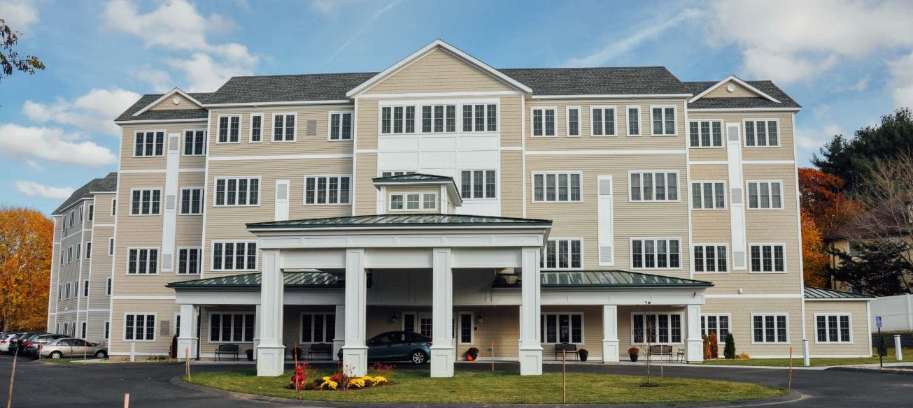 Exterior view of The Arbors at Stoneham residential facility