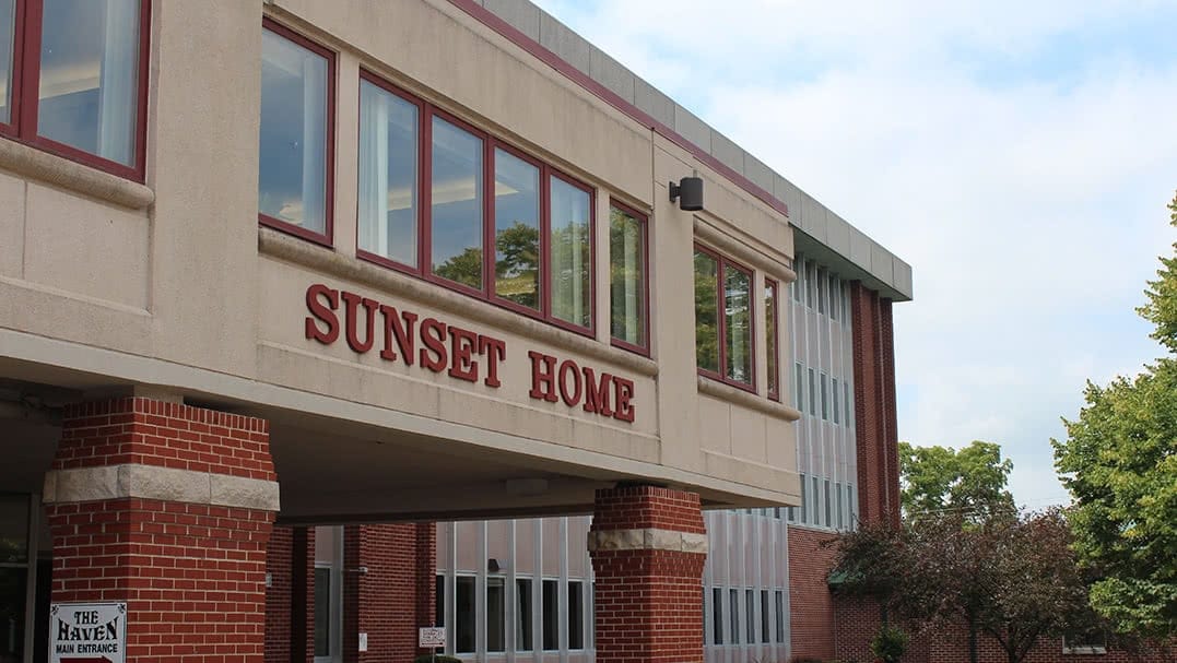 Exterior view of Sunset Home Assisted Living building