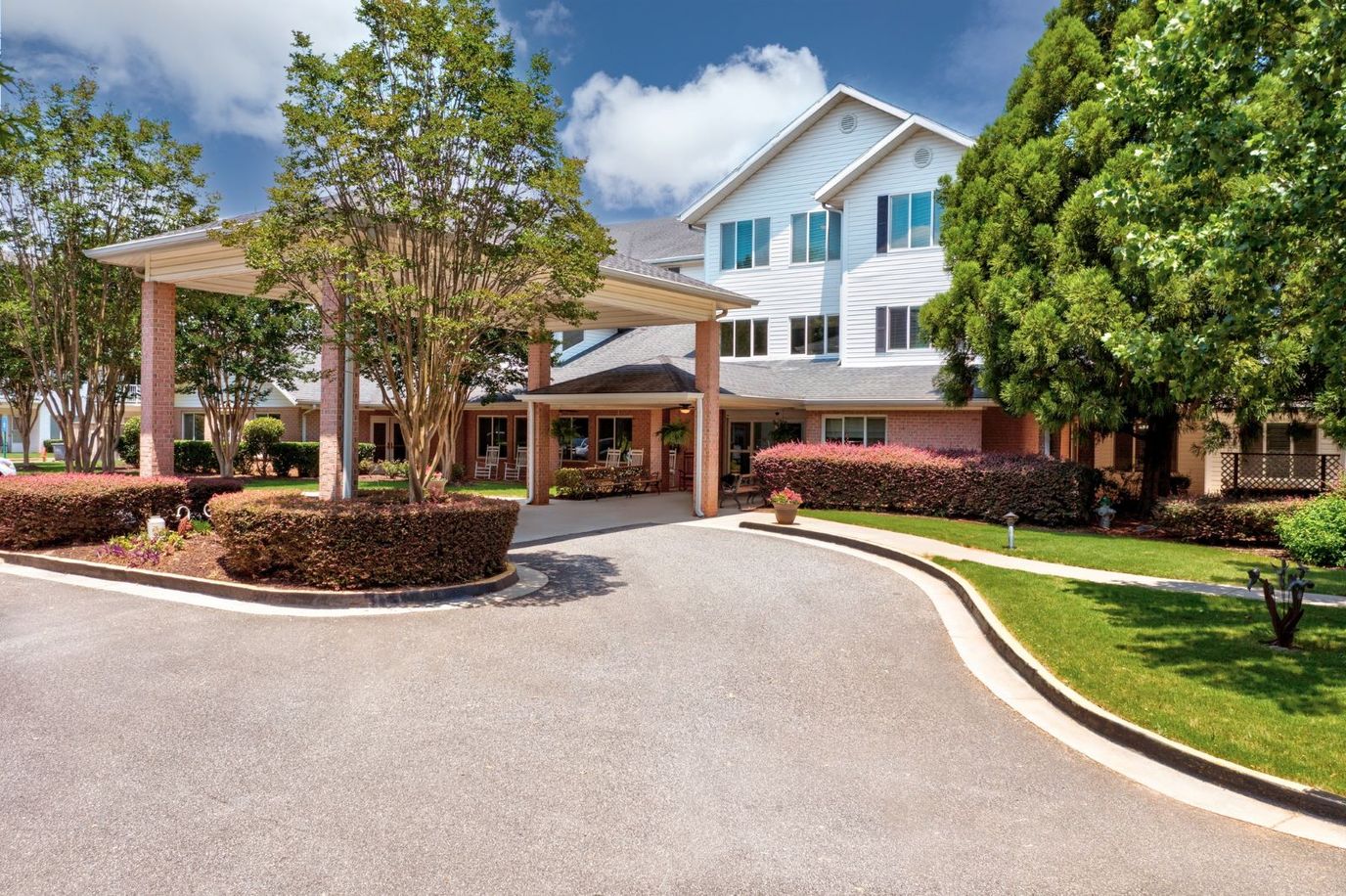 Exterior view of TerraBella Epps Bridge with landscaped entrance