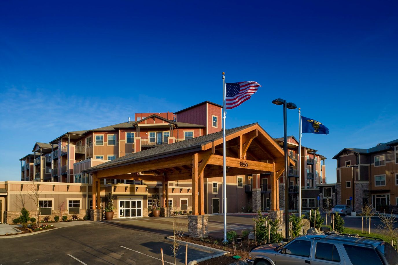 Exterior view of The Springs at Tanasbourne entryway